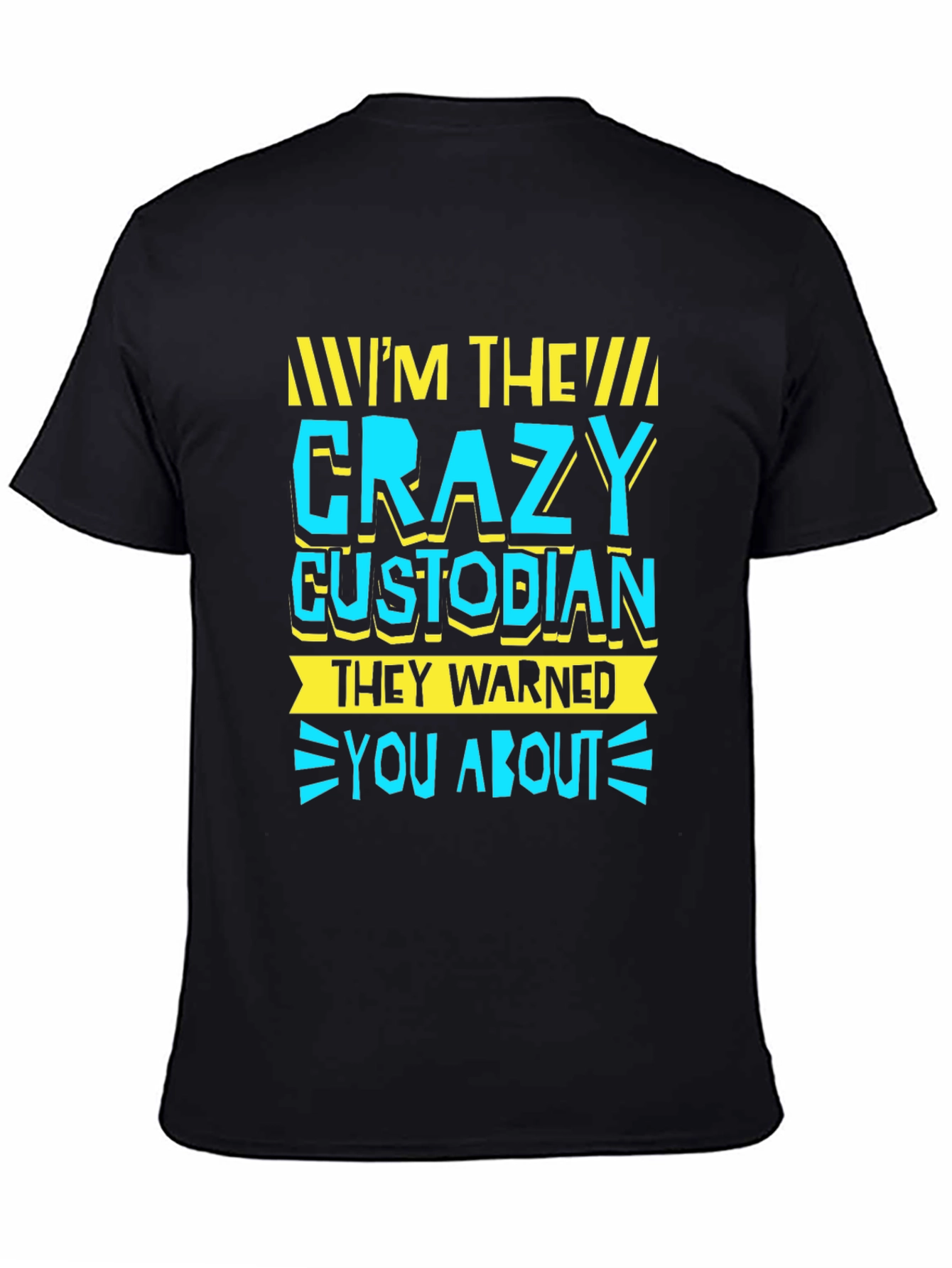 Black Crazy Custodian T-Shirt - Funny Novelty Tee view 4