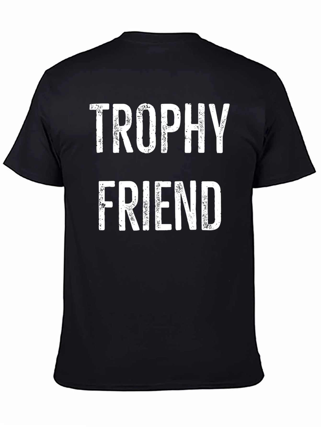 Black Trophy Friend Graphic Tee -  Novelty Black T-Shirt view 4