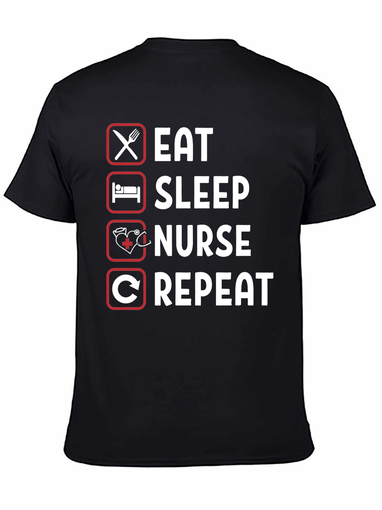 Black Eat Sleep Nurse Repeat Graphic Tee view 4