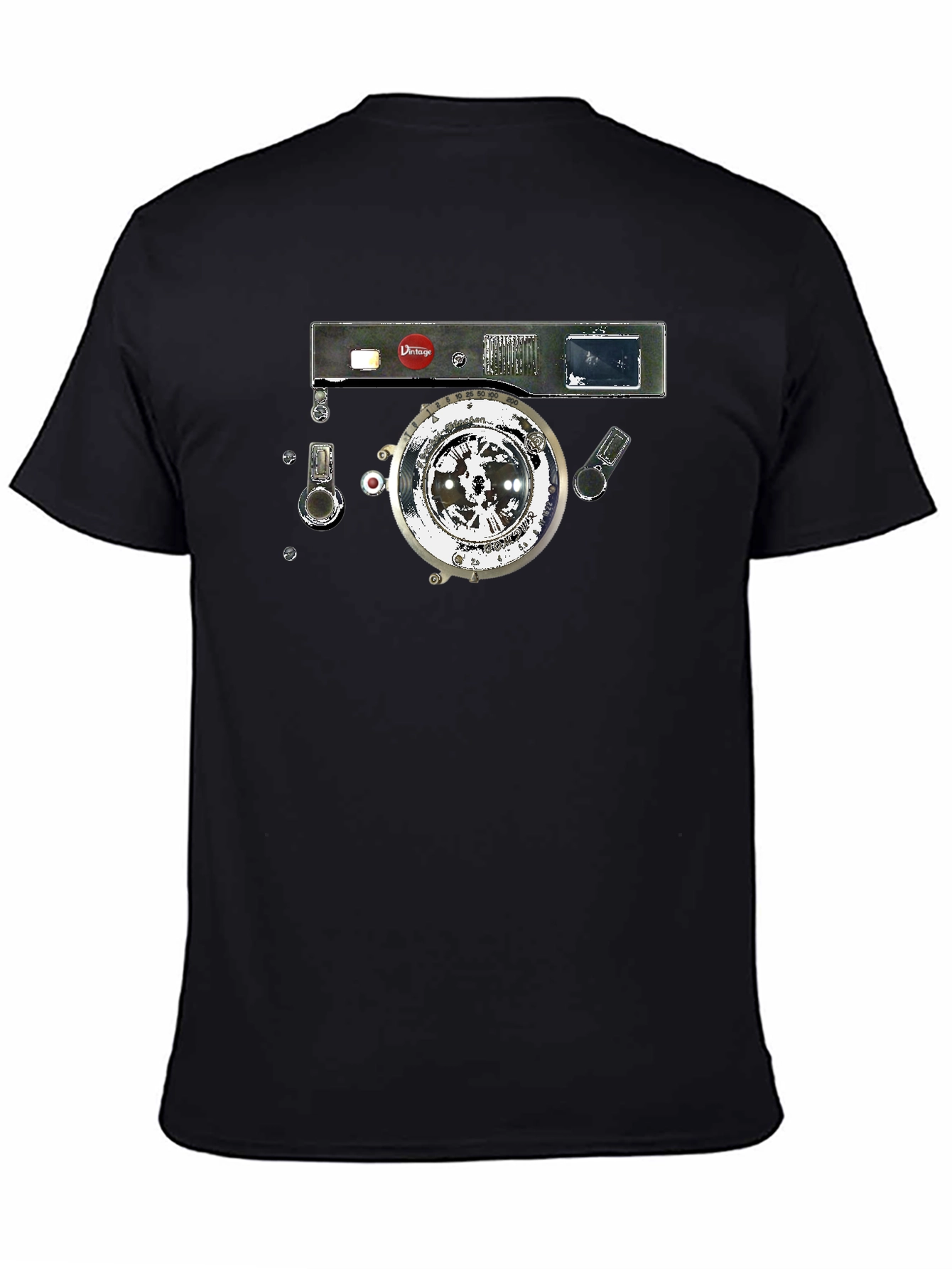 Black Vintage Camera Graphic Black T-Shirt view 4