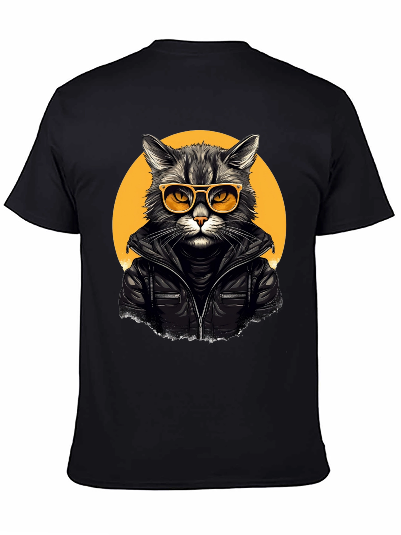 Black Cool Cat Biker T-Shirt view 4