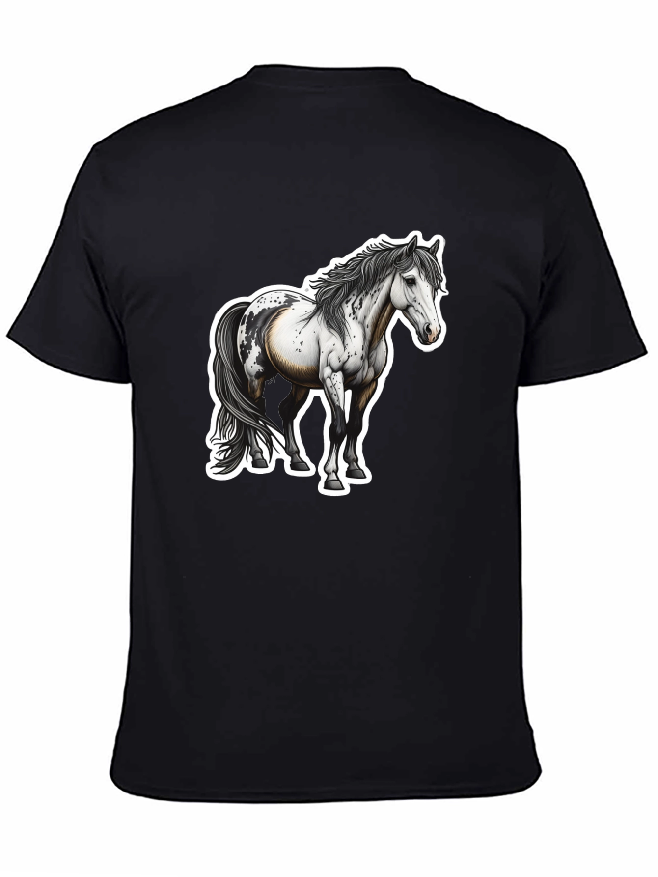 Horse Graphic Black Tee for Men - 4