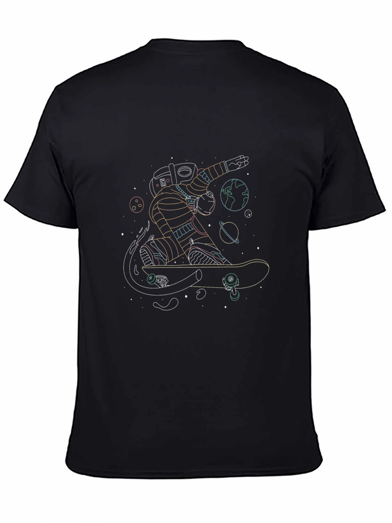 Black Astronaut Skateboard Tee - Space Graphic T-Shirt view 4