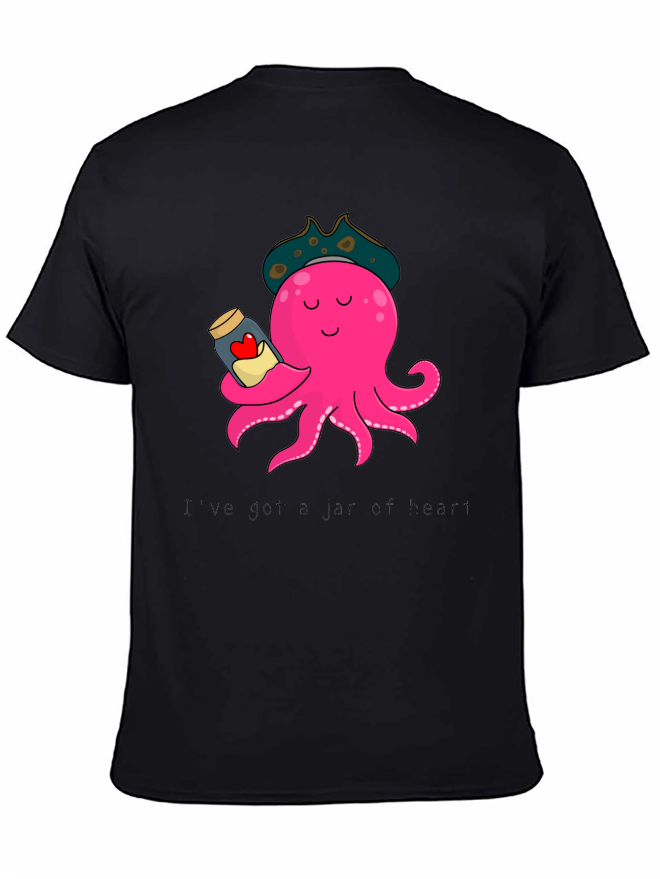 Black Pirate Octopus 'Jar of Hearts' T-Shirt view 4