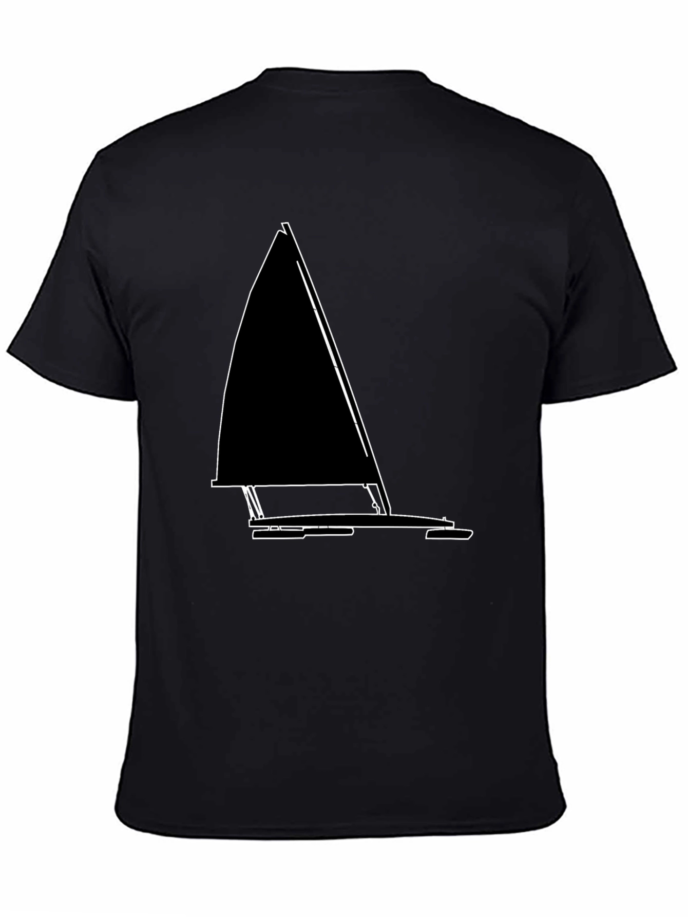 Black Sailboat Outline T-Shirt - Nautical Style view 4