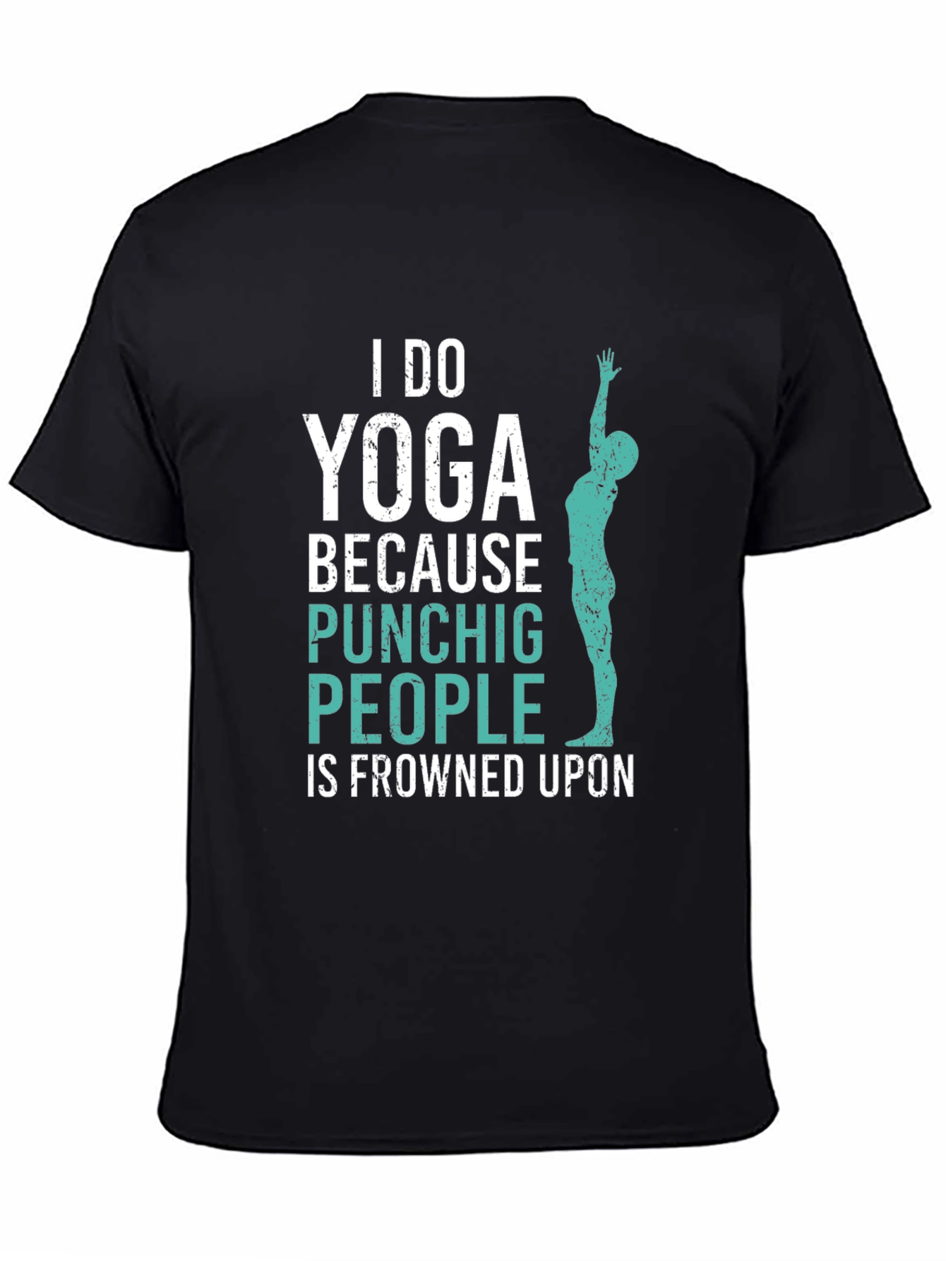 Black Yoga Punching People Funny Graphic Tee view 4