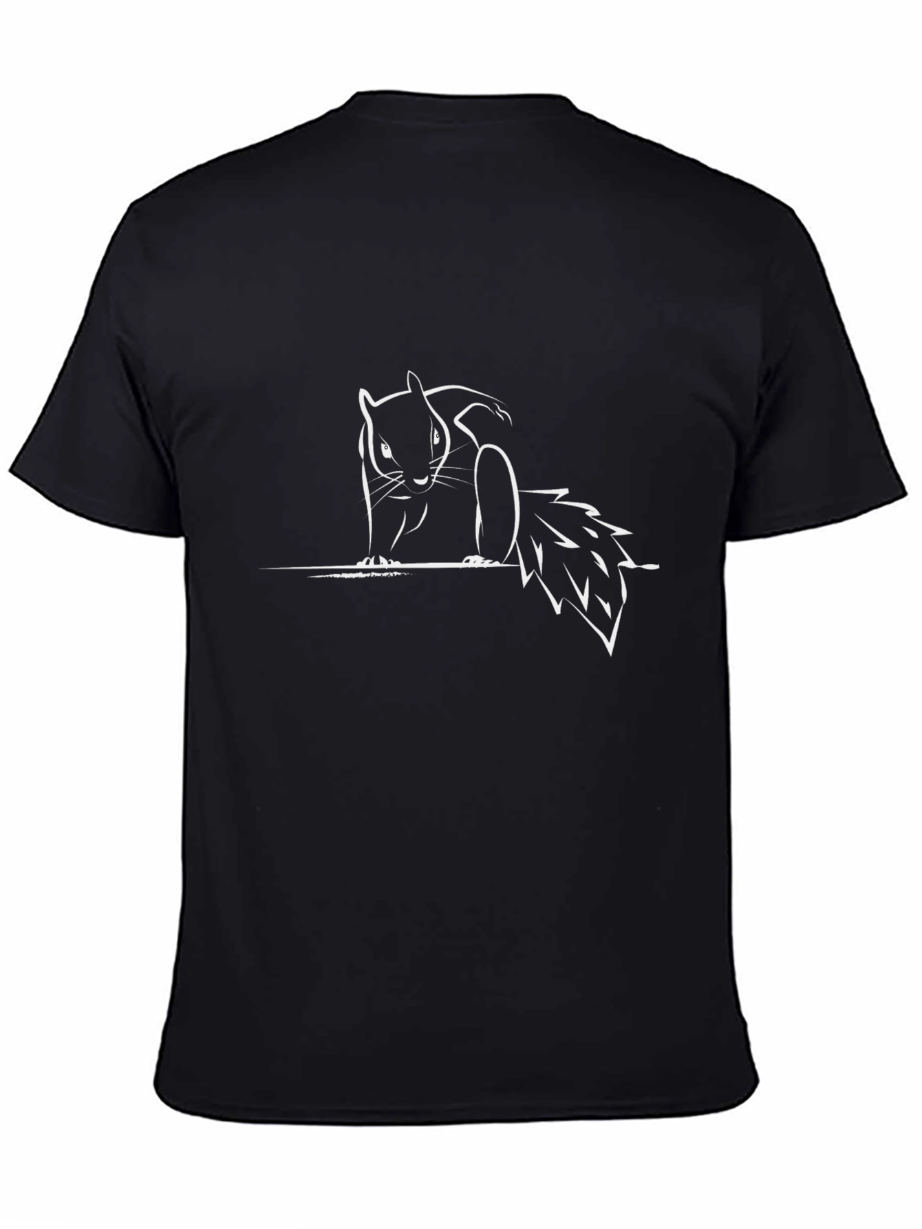 Black Black T-Shirt with White Squirrel Graphic view 4