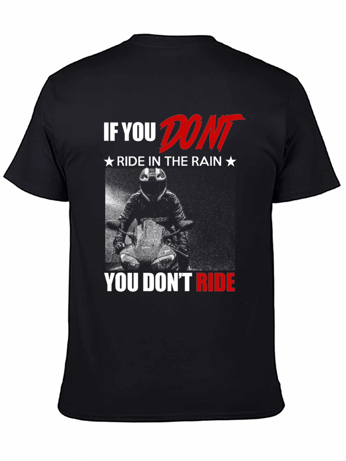 Black Riding in the Rain T-Shirt - Motorcycle Biker Tee view 4