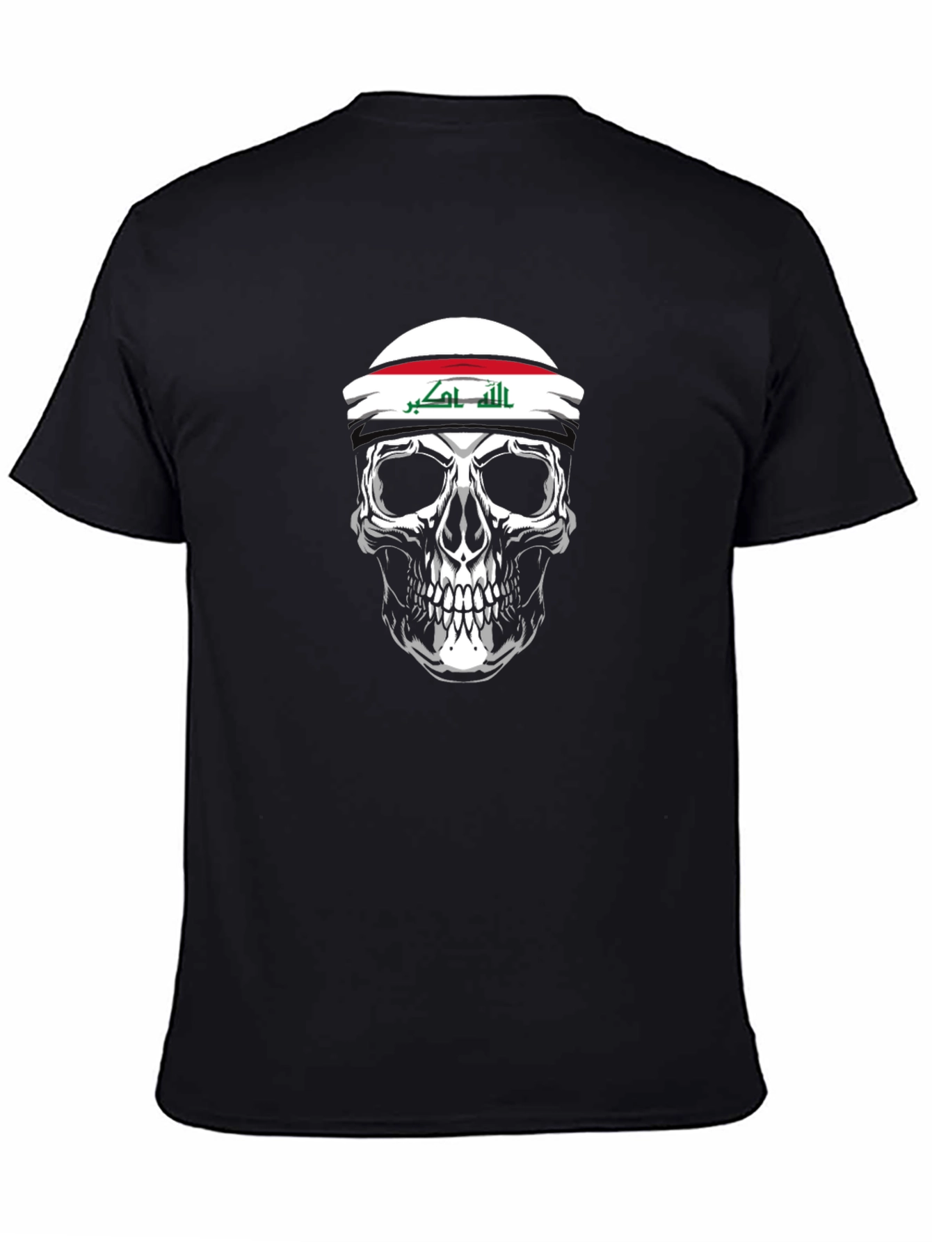 Black Iraqi Flag Skull Graphic Tee - Mens Black T-Shirt view 4