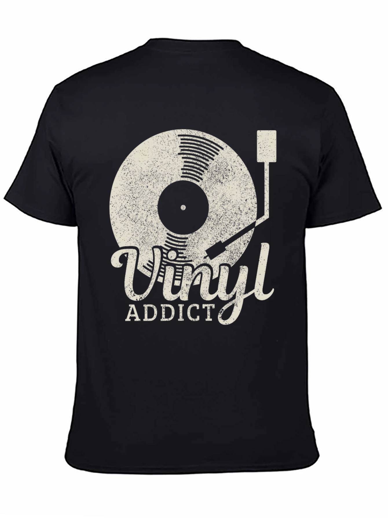 Black Vinyl Addict T-Shirt Retro Style Music Lover Tee view 4