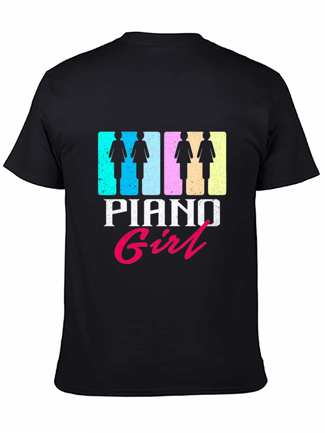 Black Piano Girl Graphic T-Shirt - Trendy Music Lover Tee view 4