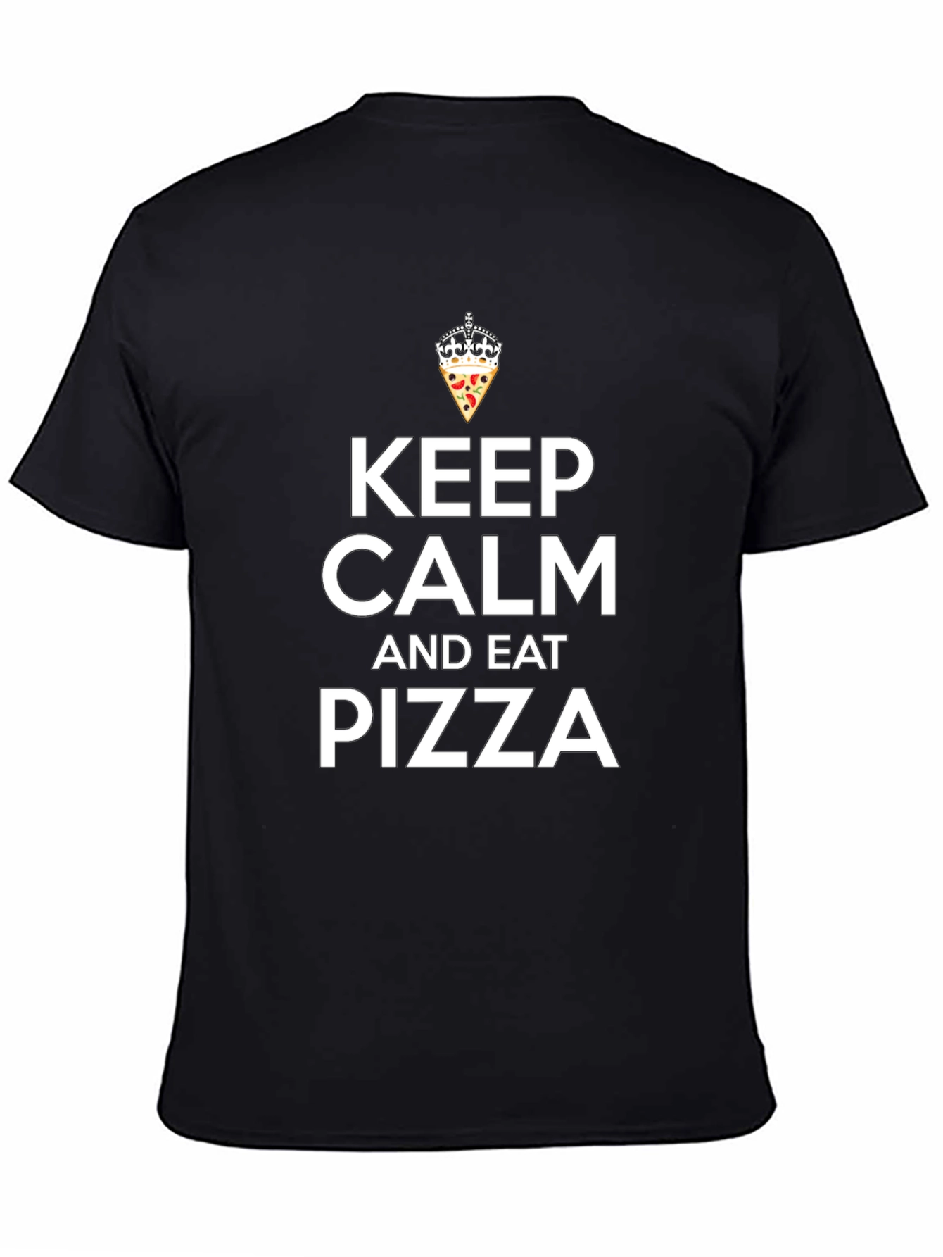 Black Keep Calm and Eat Pizza T-Shirt - Funny Graphic Tee view 4
