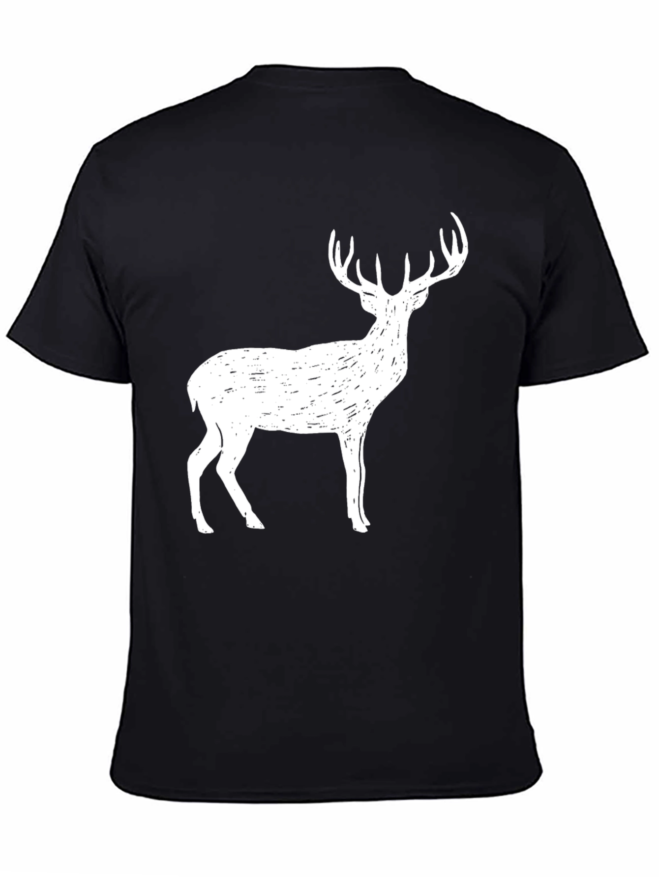 Black Men's Deer Graphic Tee - Black Casual Shirt view 4