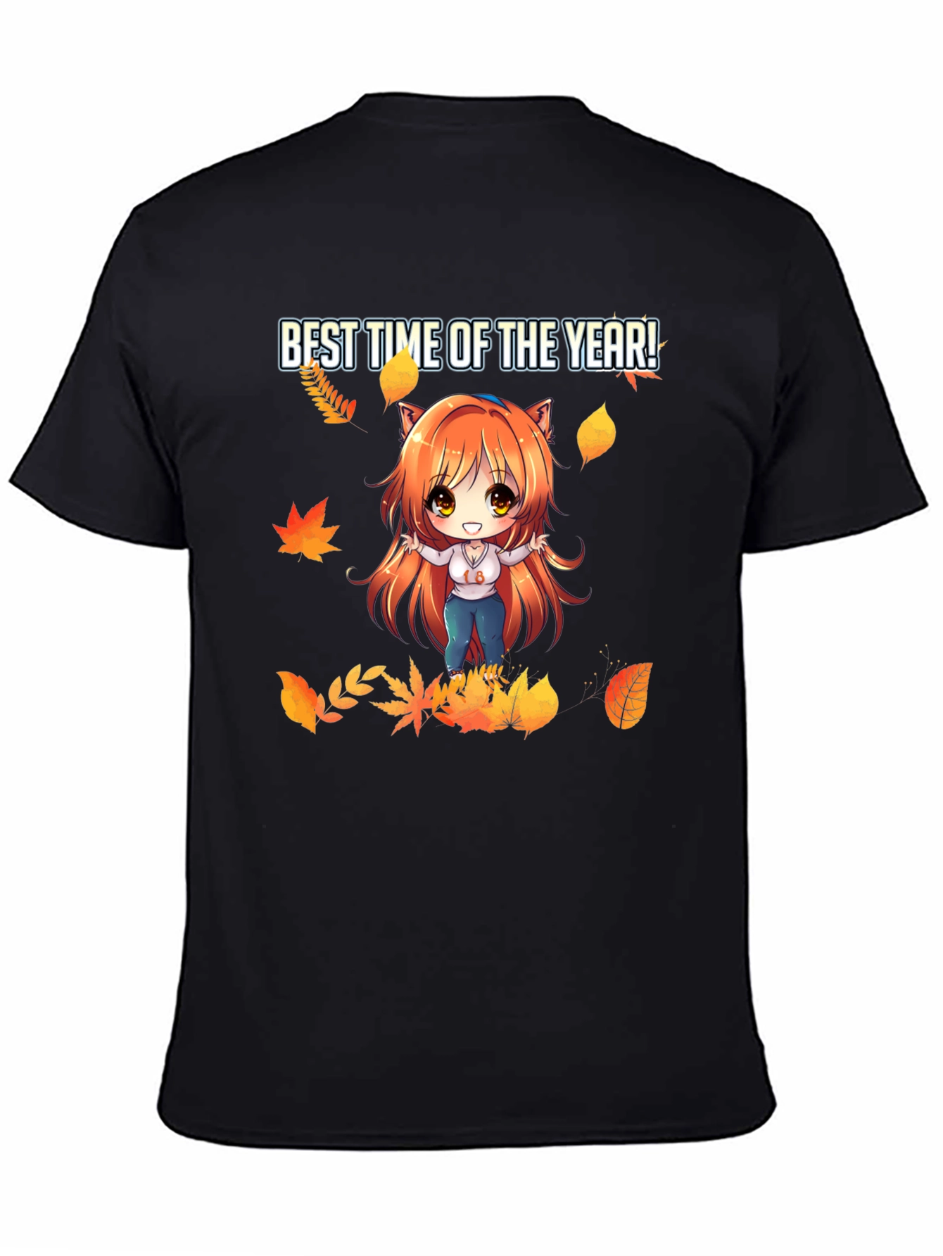 Black Anime Fall T-Shirt - Best Time of the Year! view 4