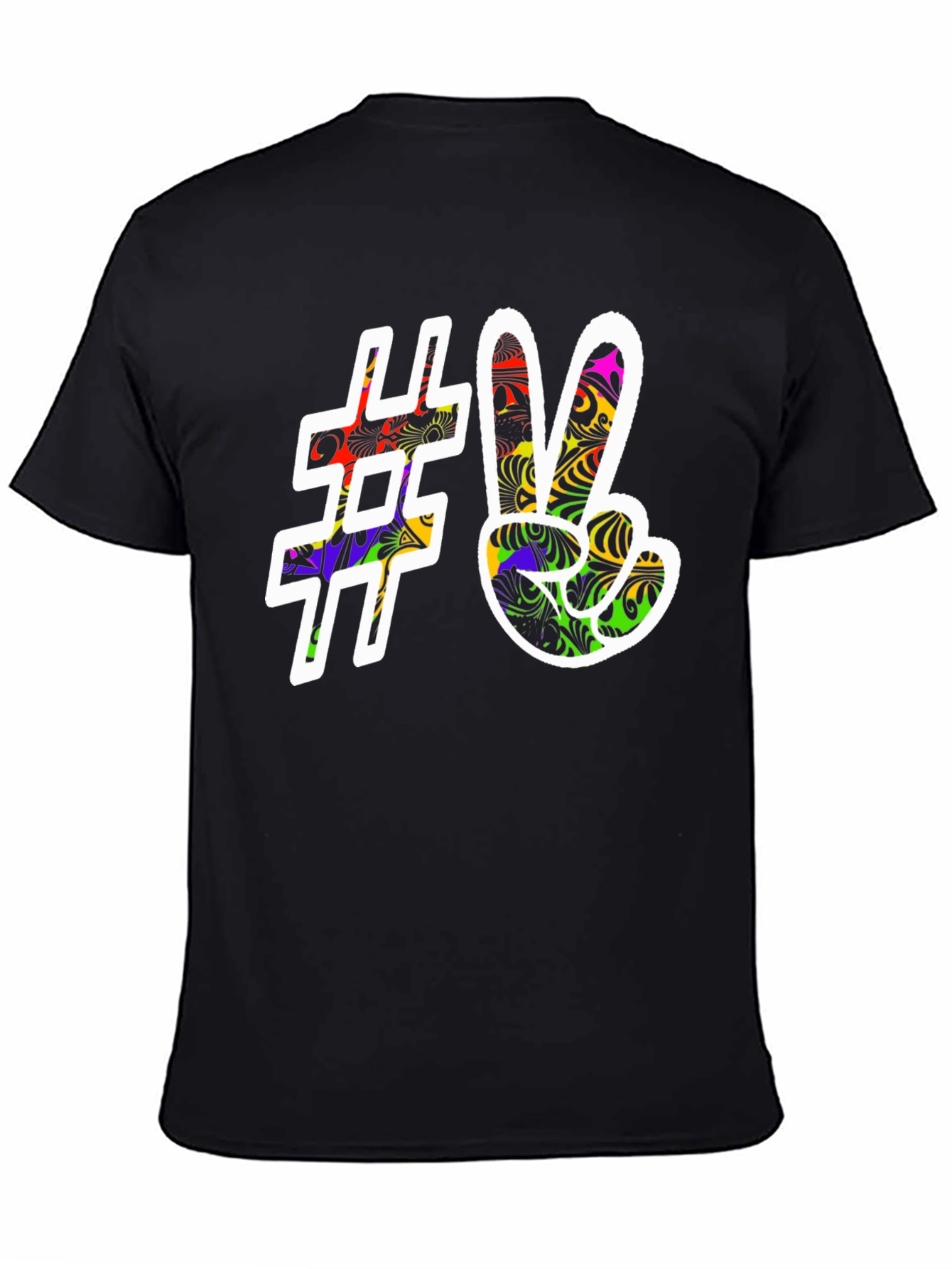 Black Peace Sign Graphic Tee - Black view 4