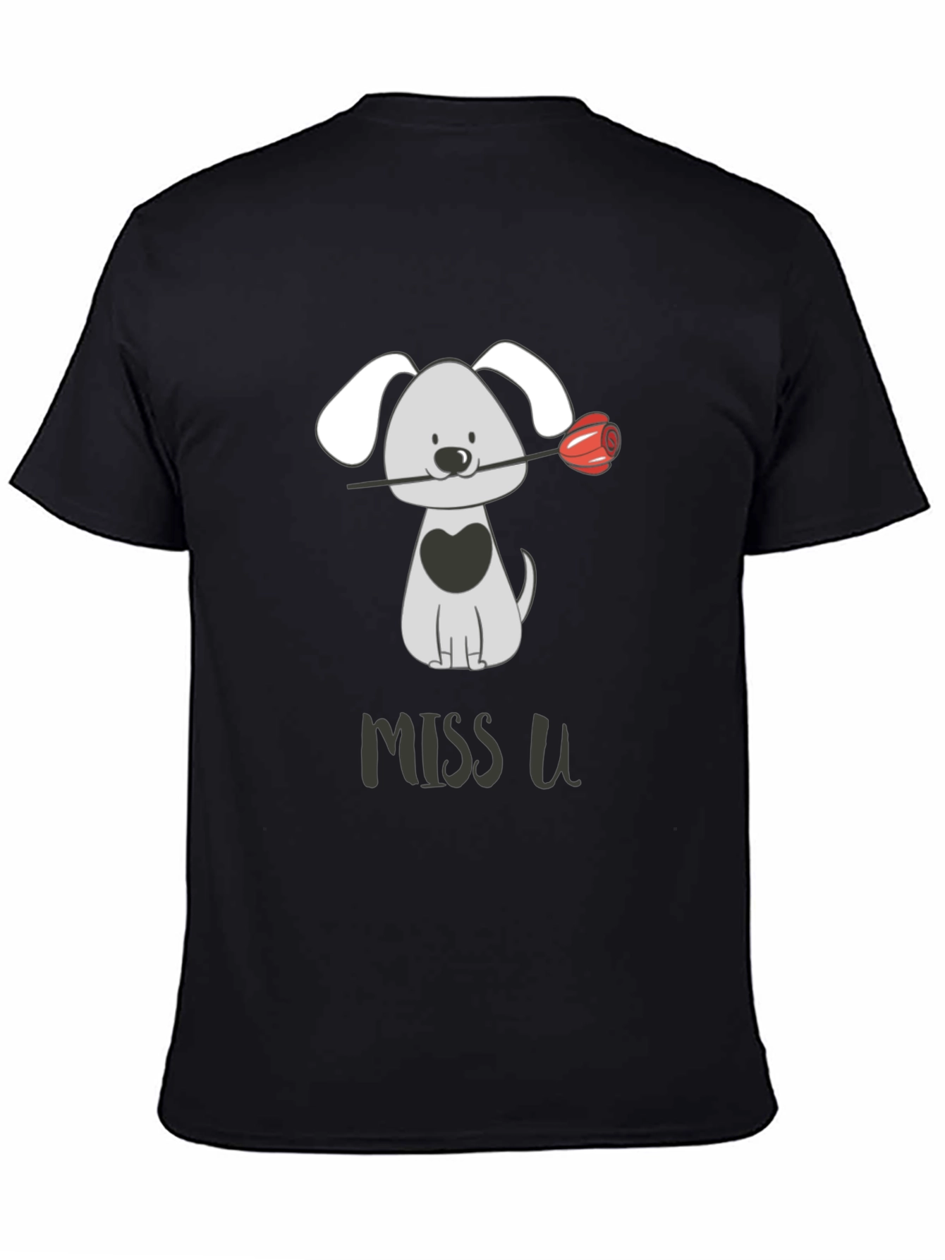 Black Miss U Dog Graphic Tee - Cute Casual Style view 4
