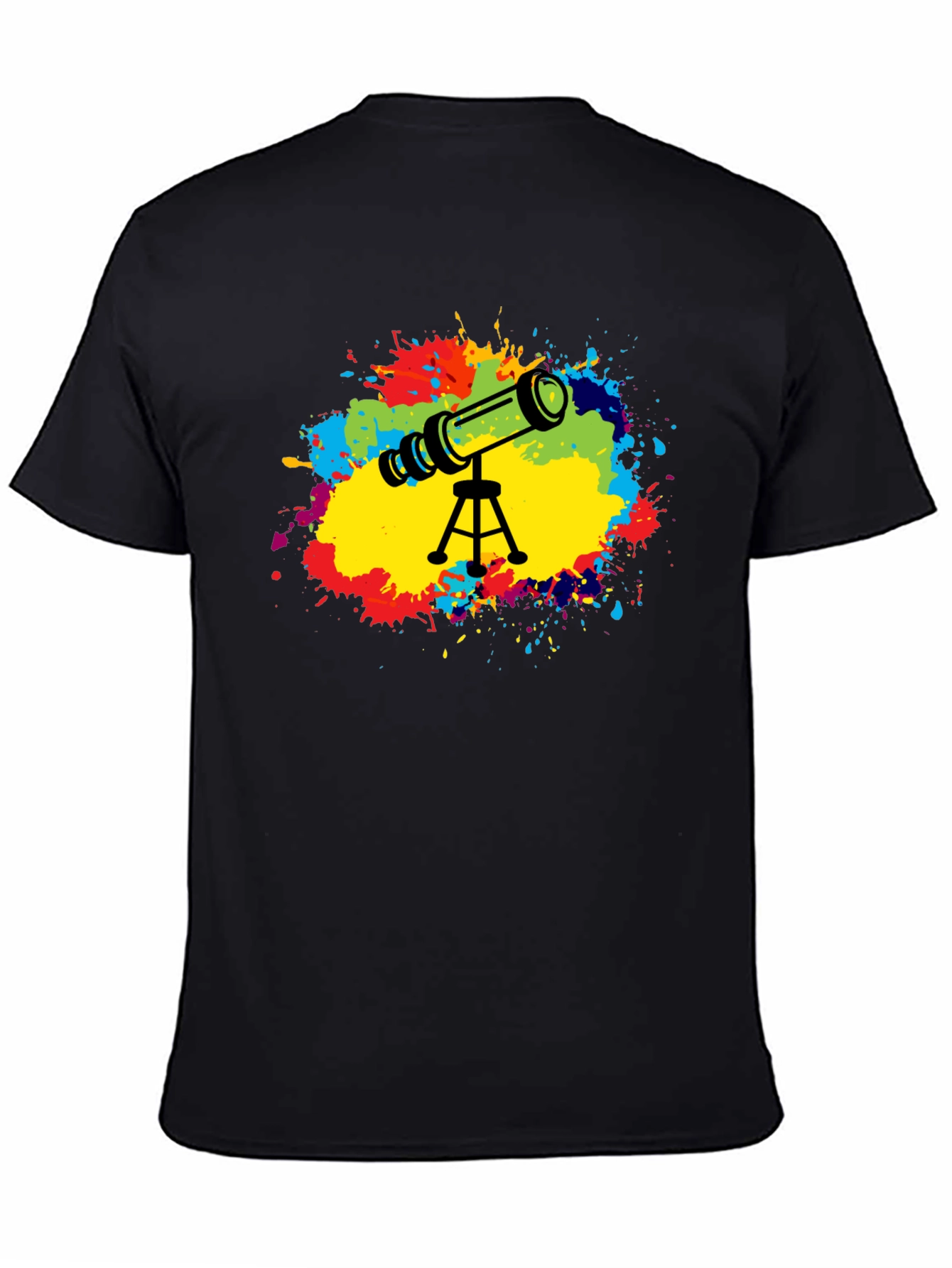 Black Telescope Splash Graphic T-Shirt - Astronomy Tee view 4
