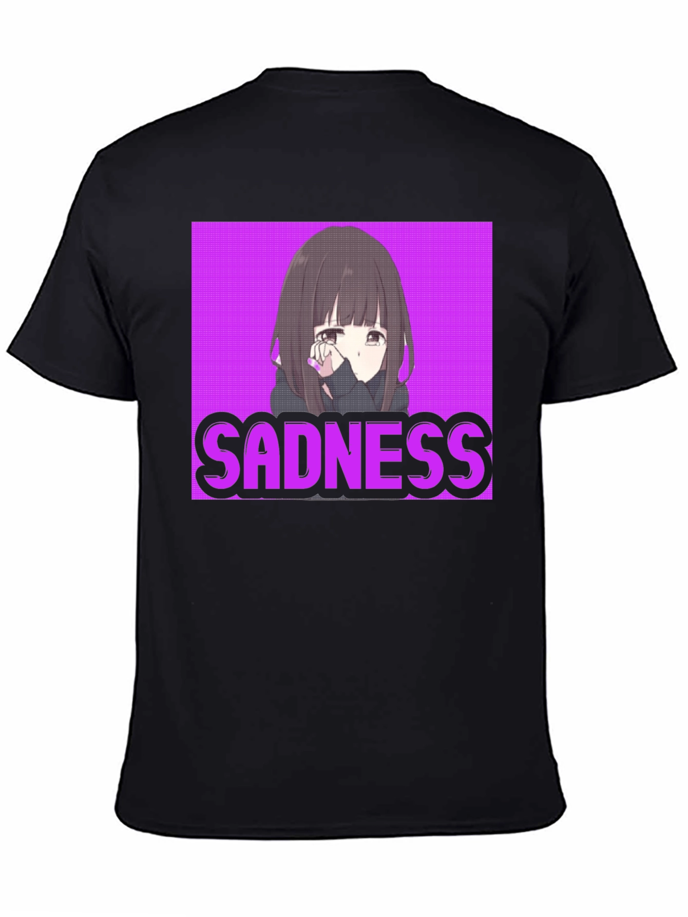Black Sadness Anime Girl T-Shirt - Streetwear Graphic Tee view 4