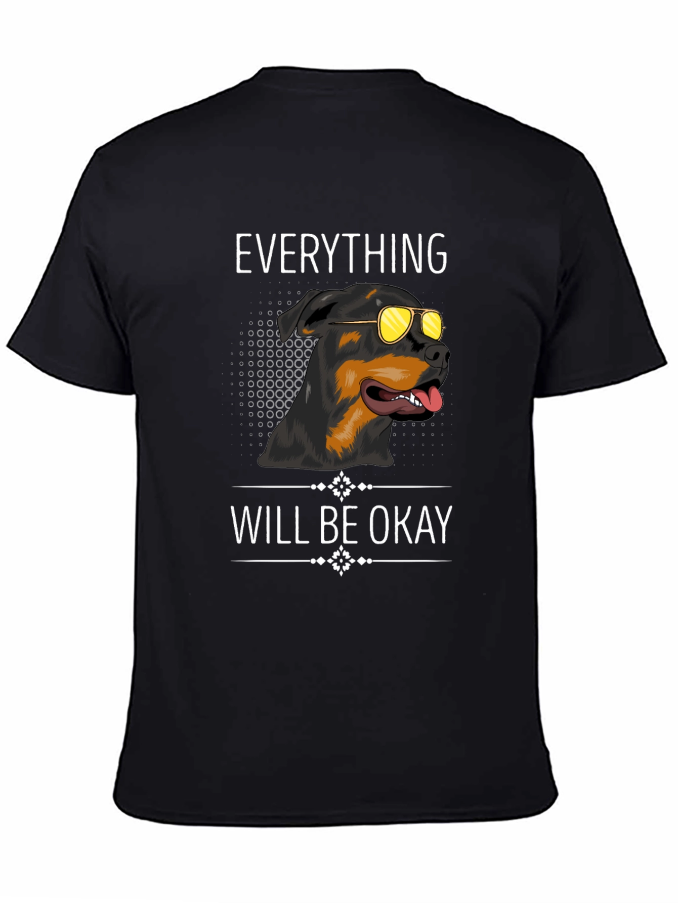 Black Dog with Sunglasses Graphic T-Shirt - Everything Will Be Okay view 4