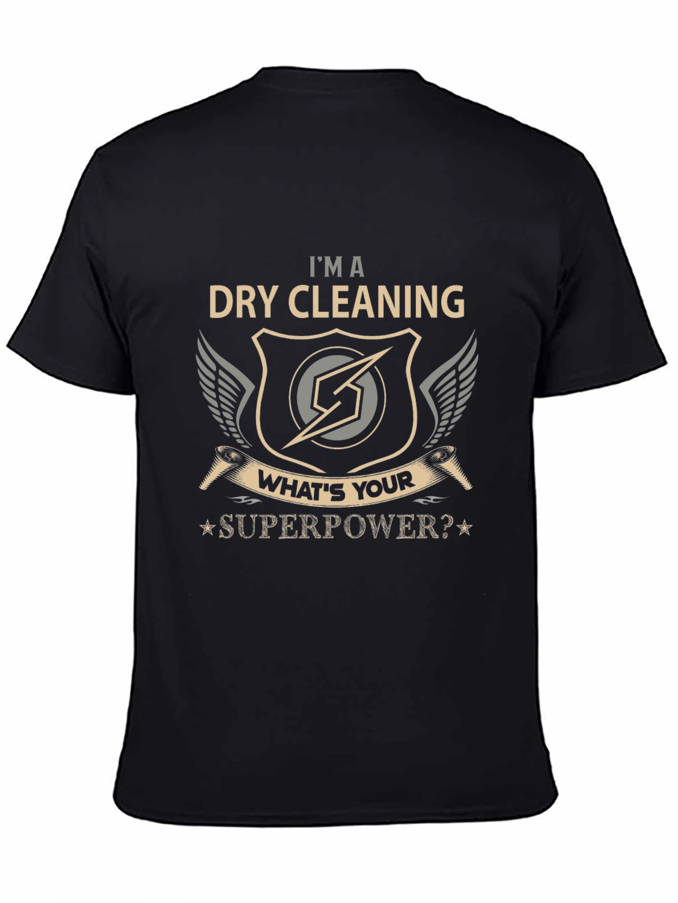 Black Dry Cleaning Superpower Tee - Novelty Graphic T-Shirt view 4