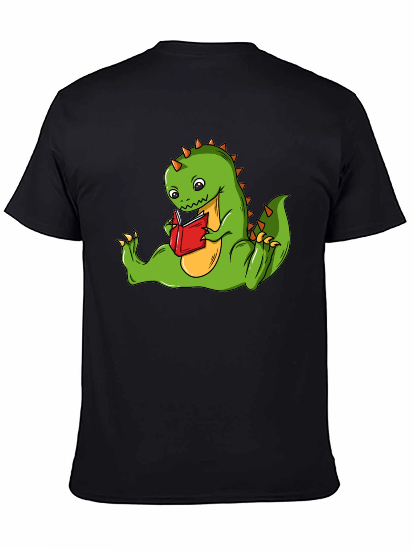 Black Dinosaur Reading Book T-Shirt - Fun Graphic Tee view 4