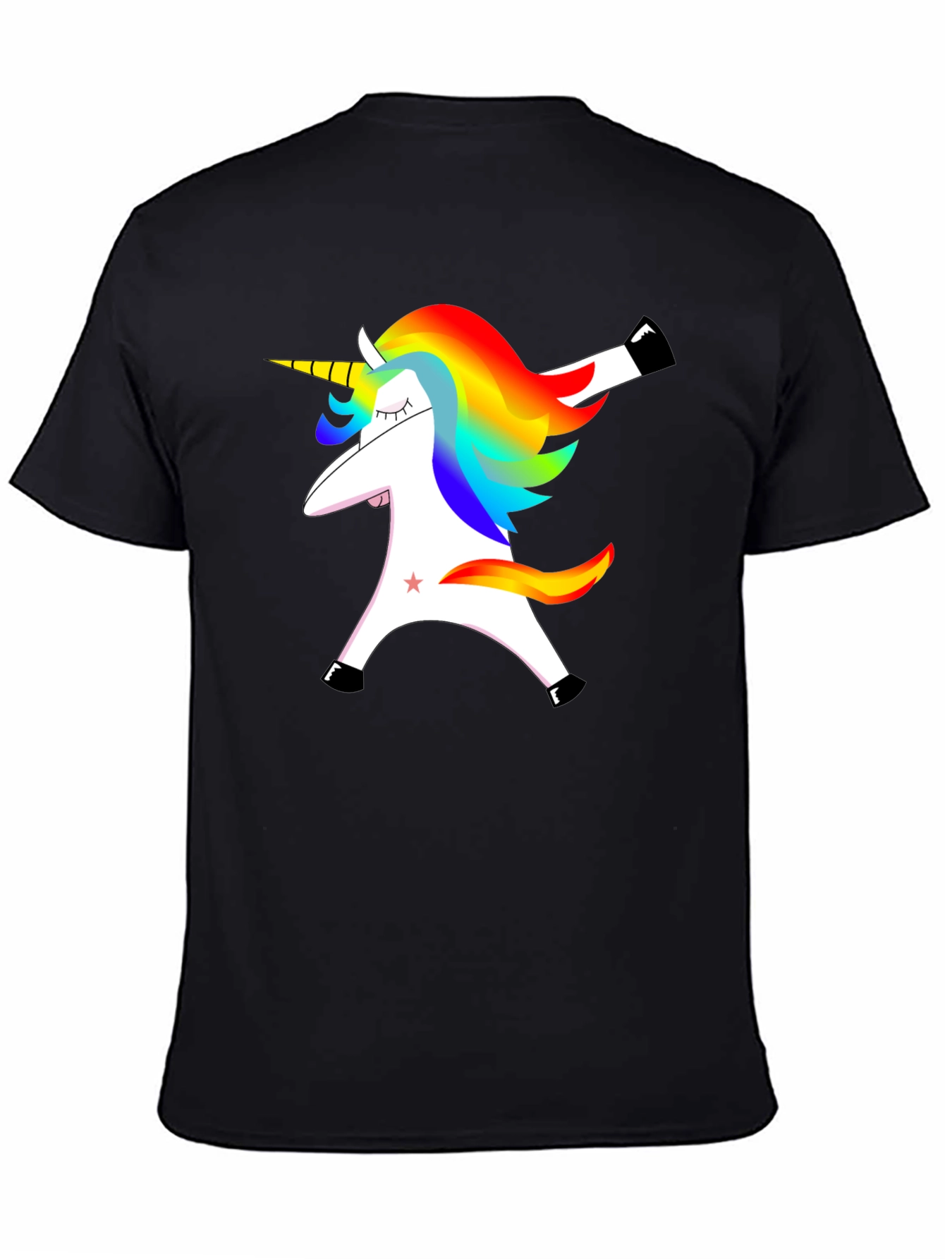 Black Dabbing Unicorn Graphic Tee - Black Cotton T-Shirt view 4