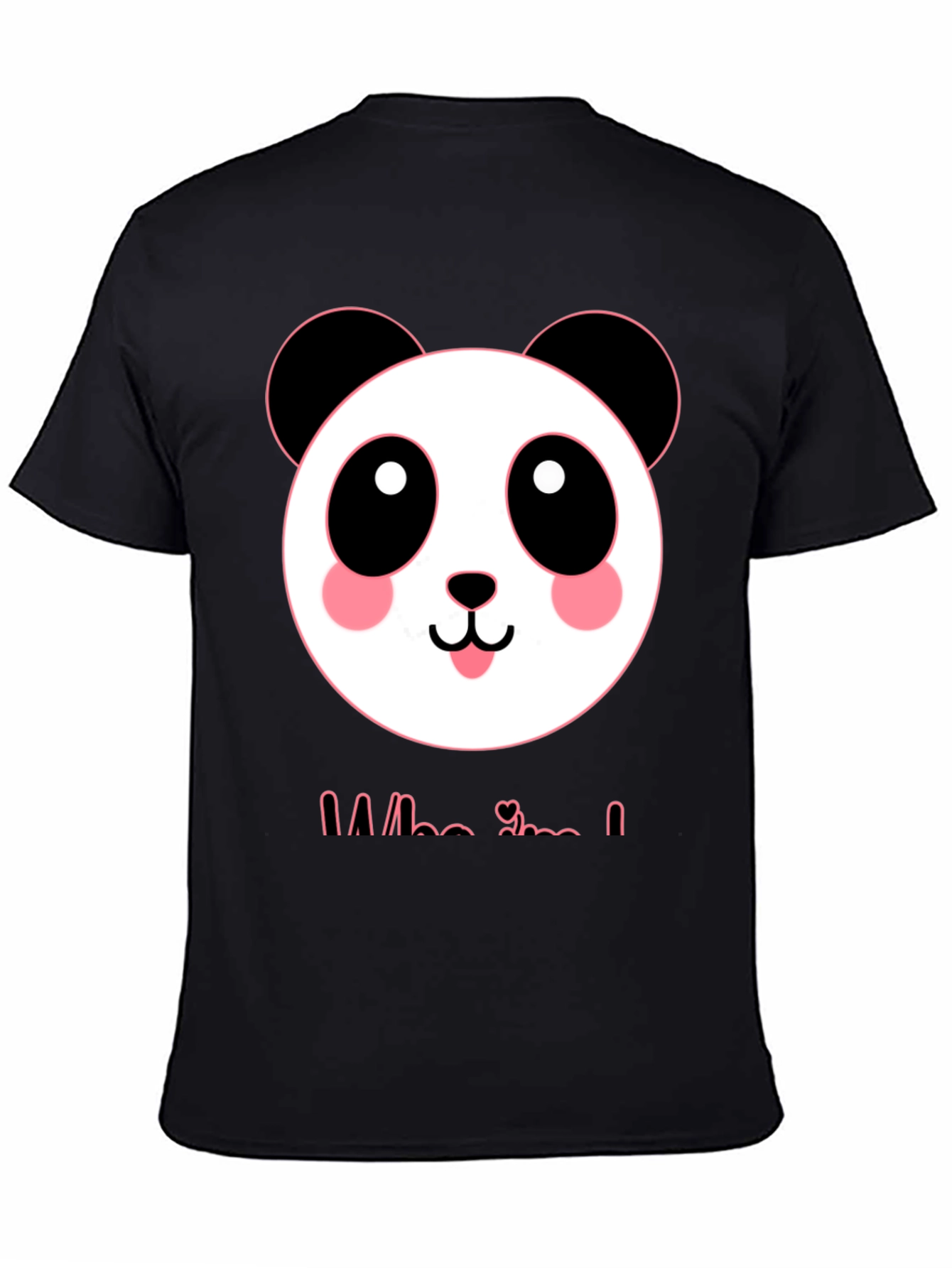 Black Cute Panda Graphic Tee - Men's Black T-Shirt view 4