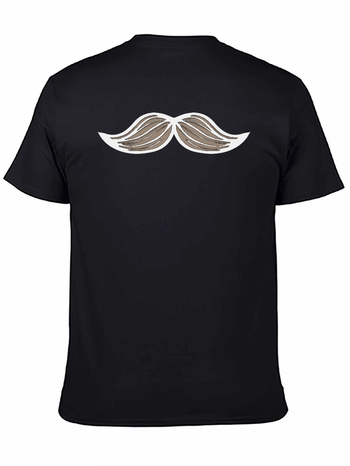 Black Funny Mustache Graphic Print Black T-Shirt view 4