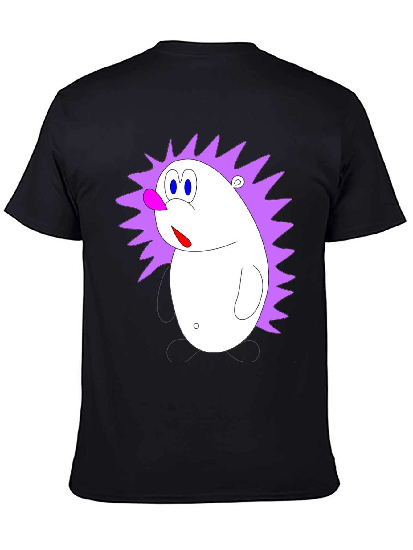 Black Cartoon Hedgehog Graphic Black T-Shirt view 4