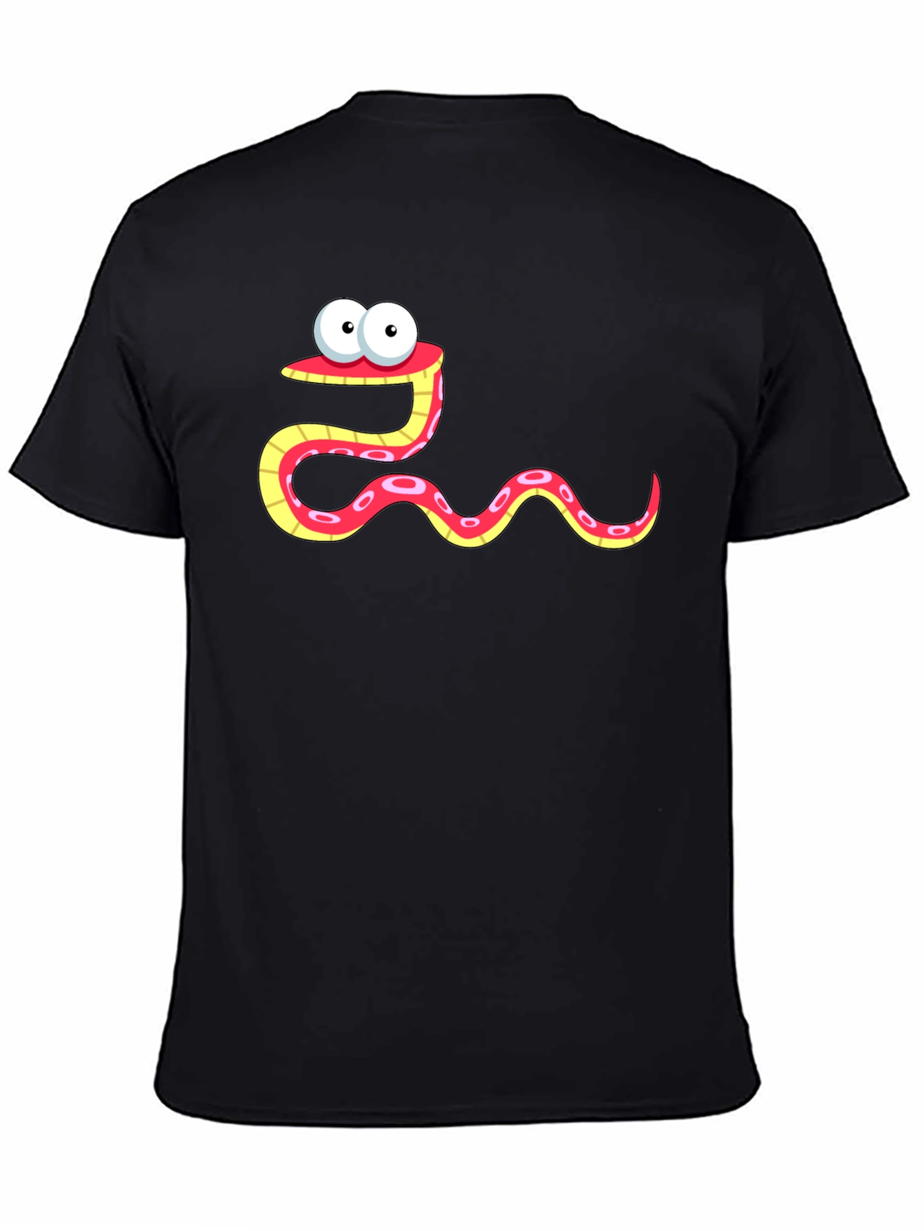 Black Cartoon Snake Graphic Tee - Black Cotton Shirt view 4