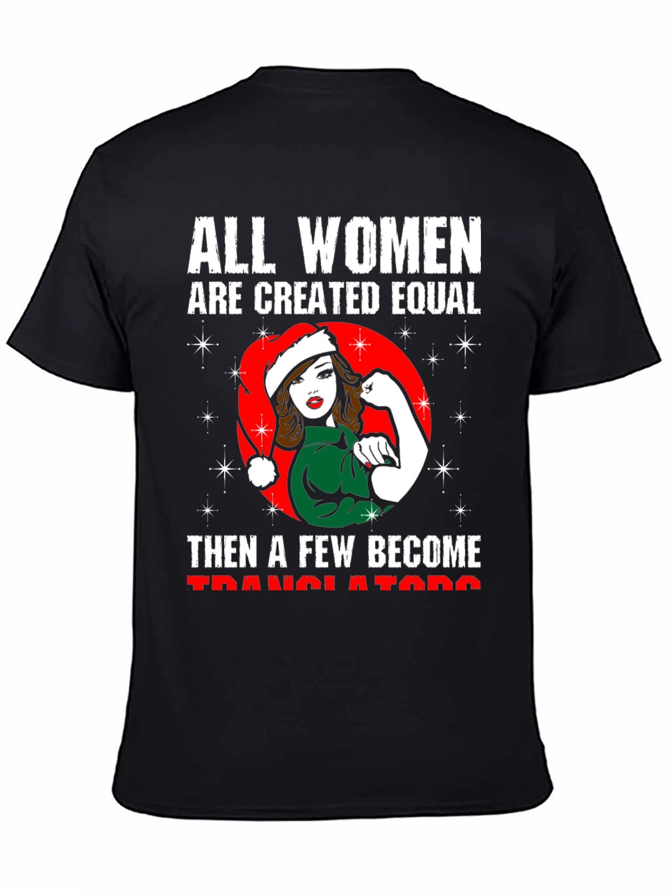 Black All Women Translators Christmas T-Shirt view 4