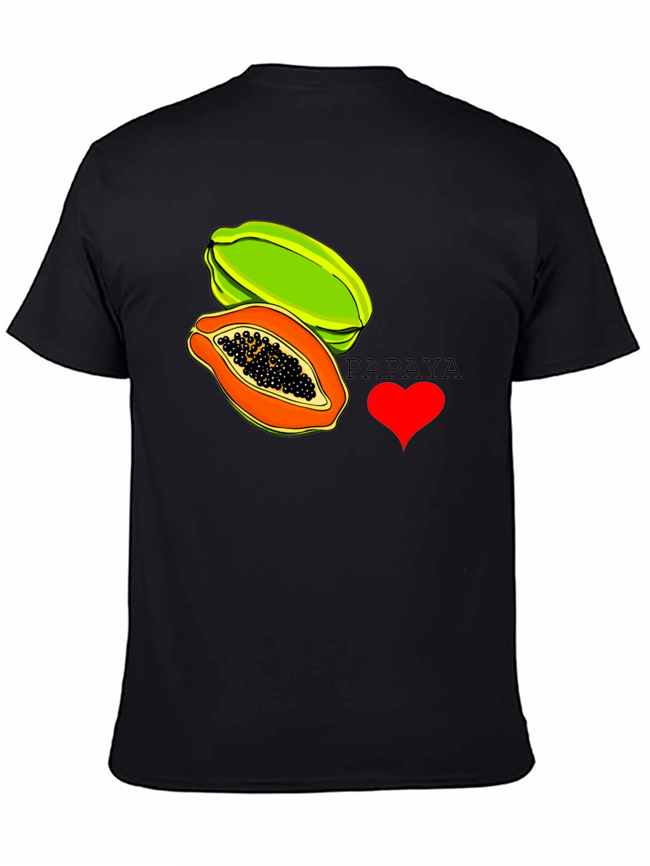 Black I Love Papaya Graphic T-Shirt - Fruit Lover Tee view 4