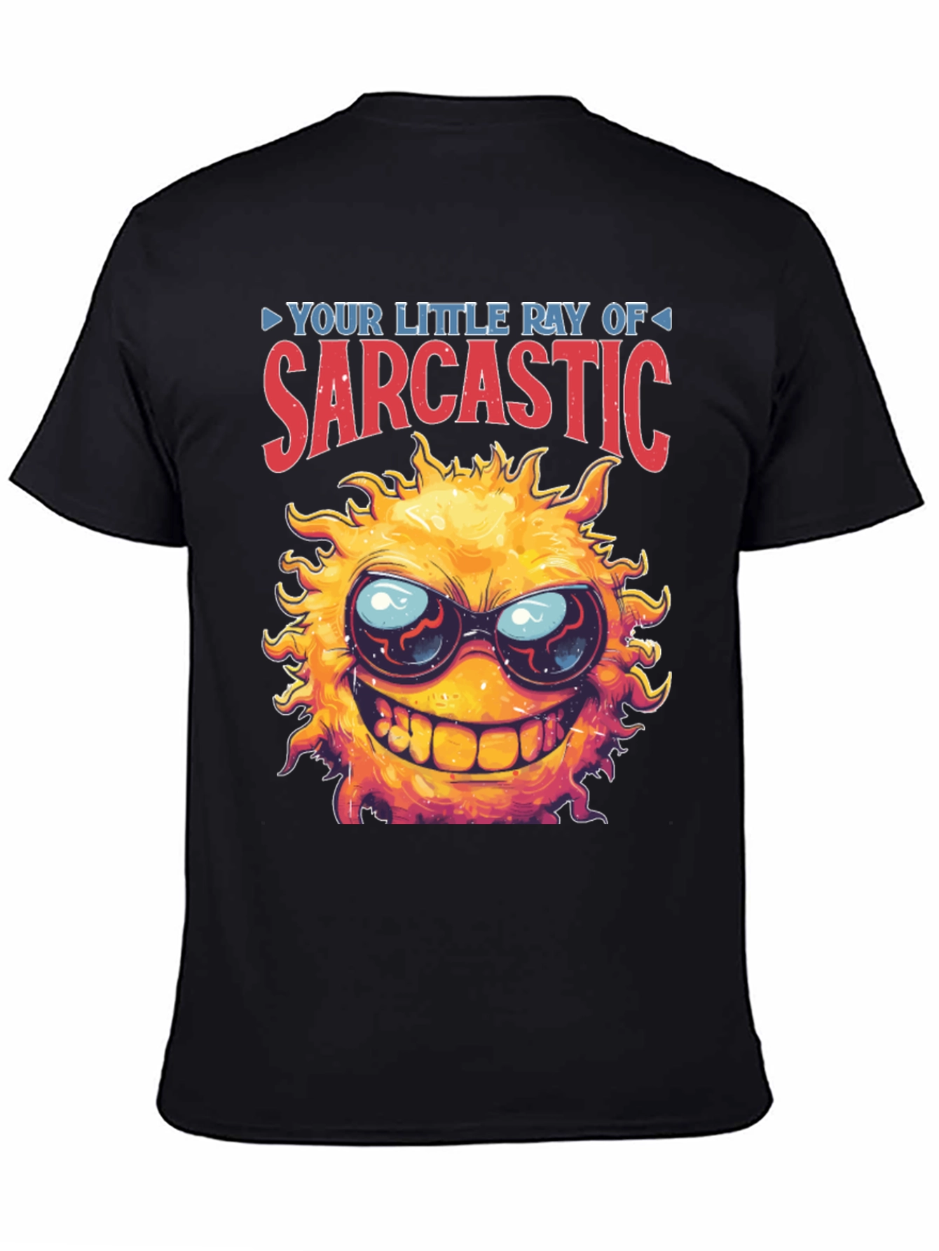 Black Sarcastic Sun Graphic T-Shirt - Black view 4