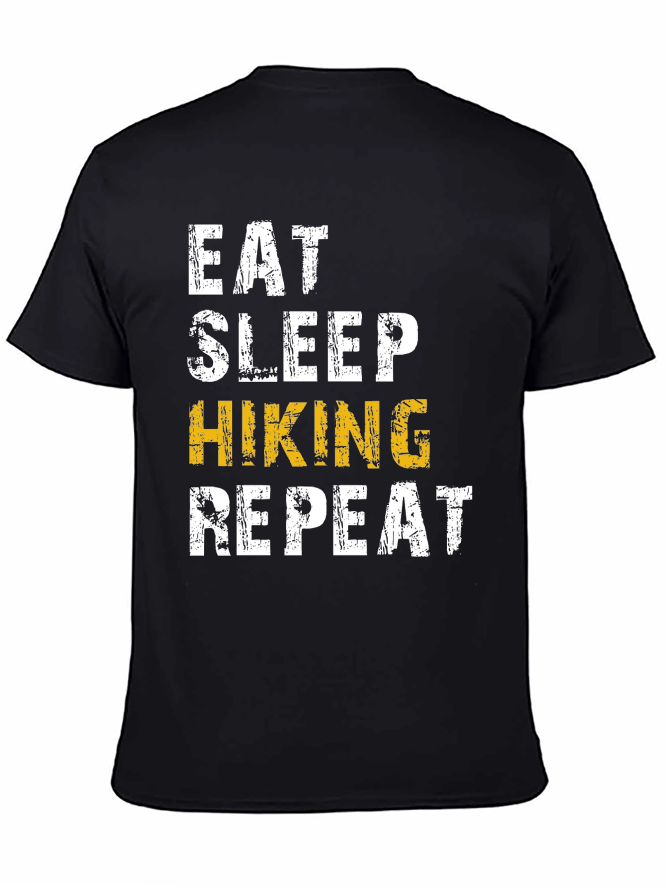 Black Eat Sleep Hiking Repeat T-Shirt - Black Cotton Tee view 4