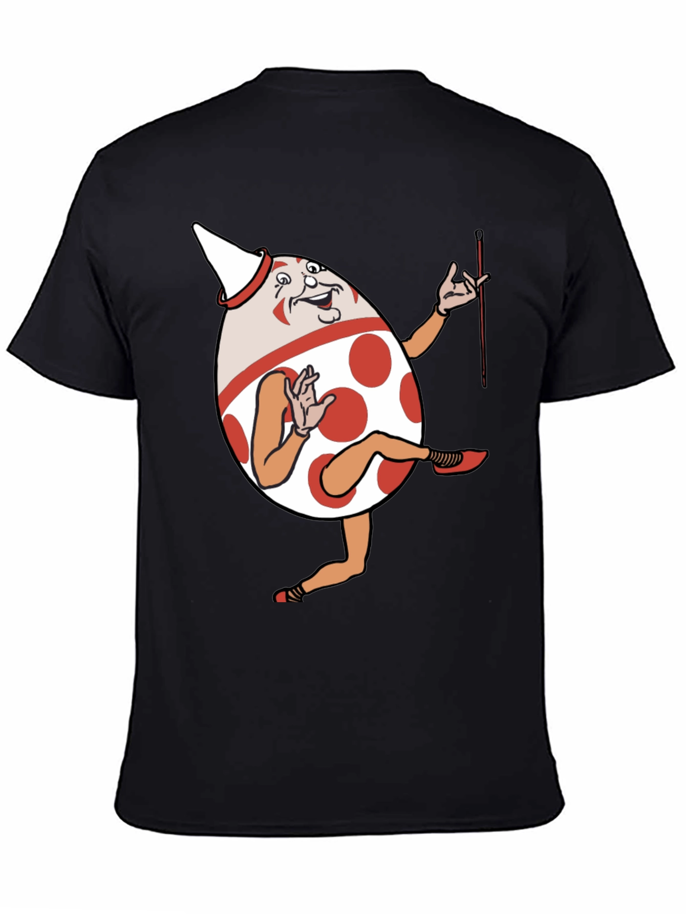Black Funny Egg Cartoon Character Graphic T-Shirt view 4