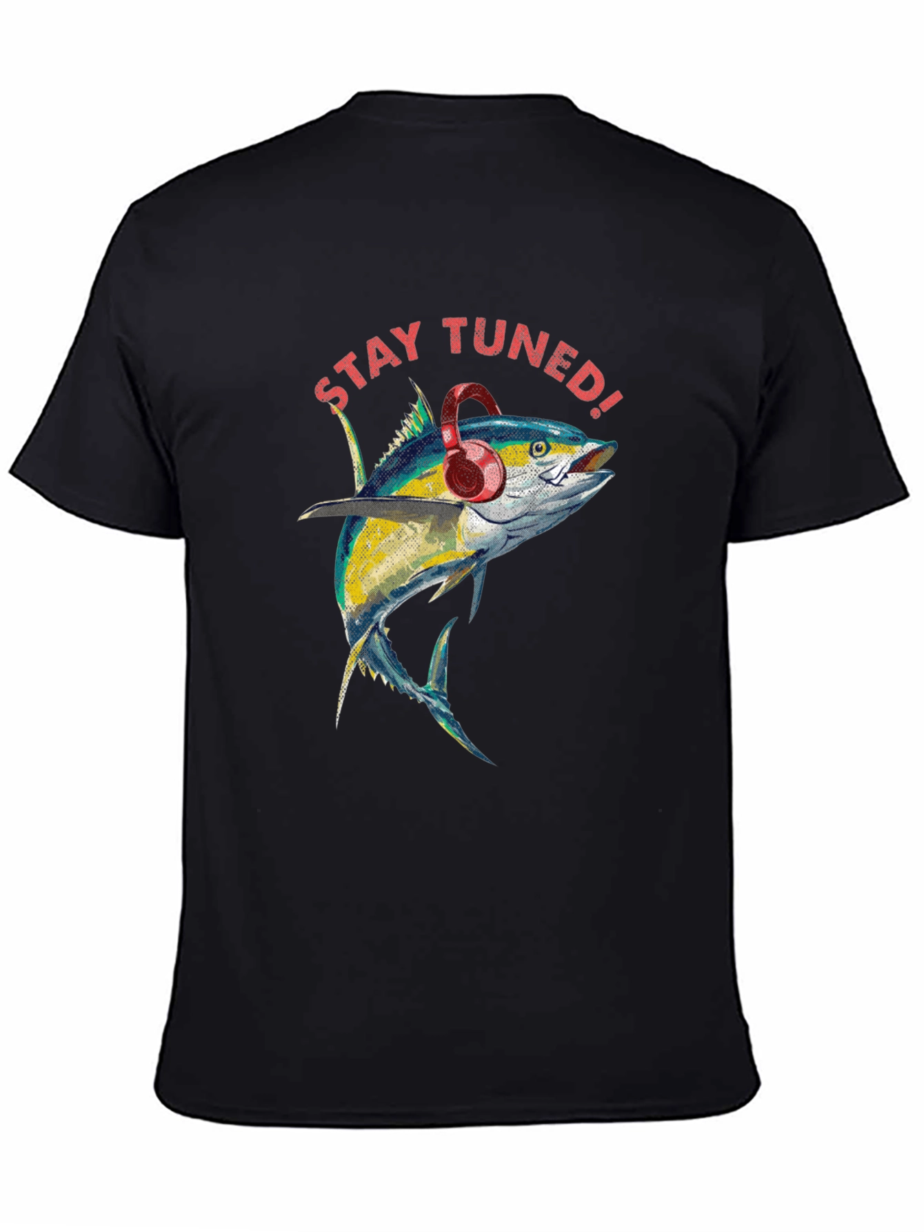 Black Stay Tuned Fish Graphic Tee view 4