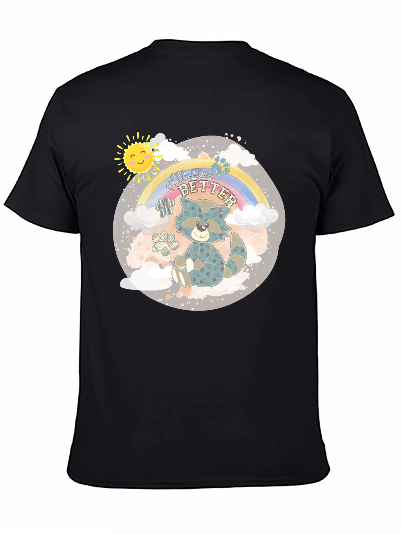 Black Wild is Better Raccoon Graphic T-Shirt view 4