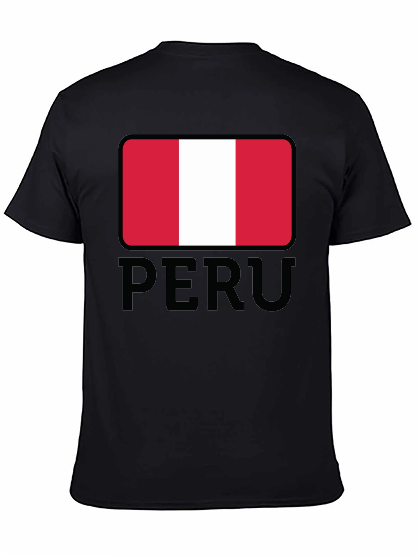 Peru Flag Graphic Tee - Black Cotton T-Shirt - 4