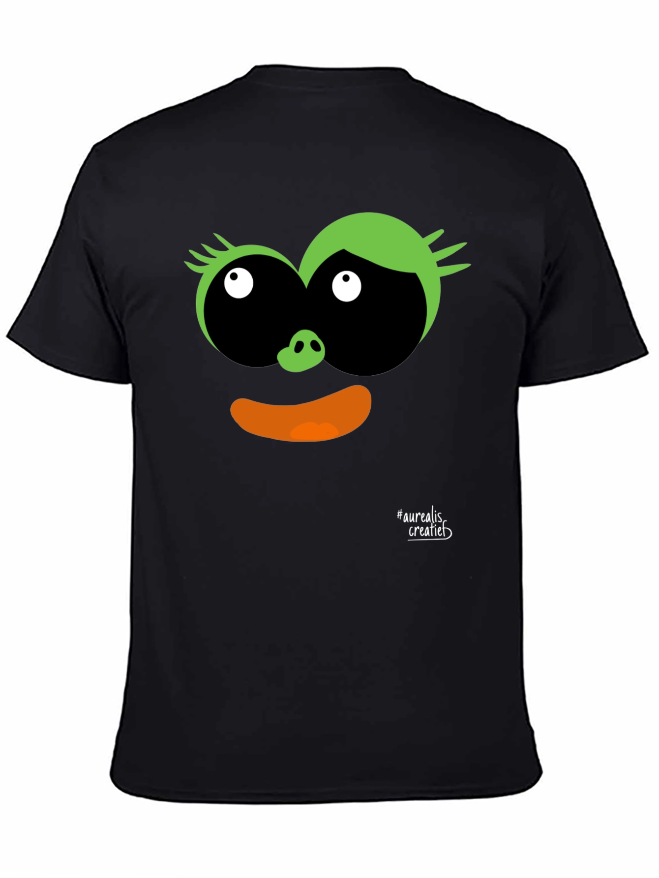 Black Fun Cartoon Face Black T-Shirt view 4