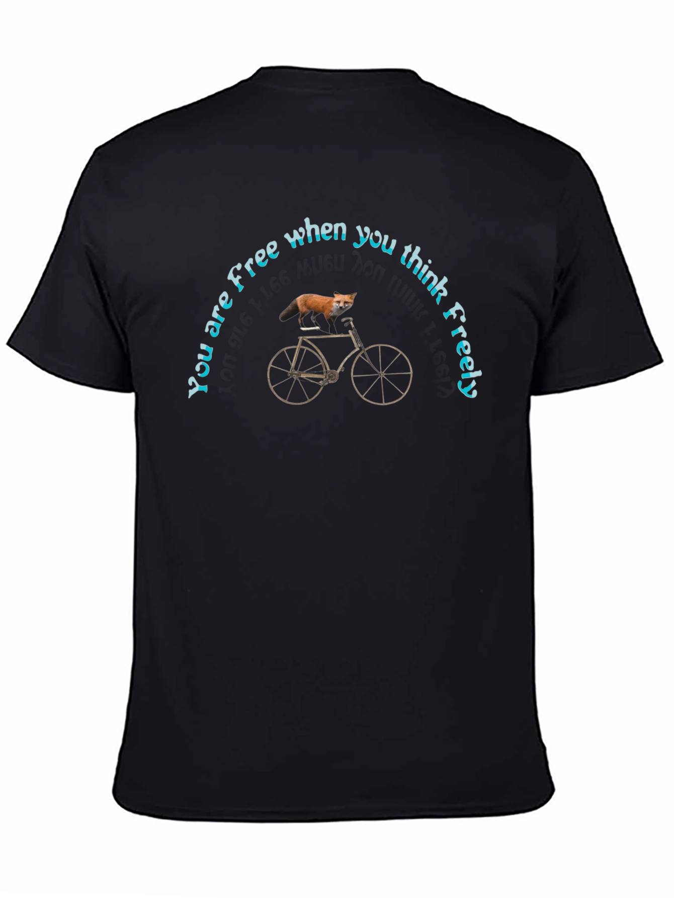 Black Free Thinker Fox Bicycle Graphic T-Shirt view 4