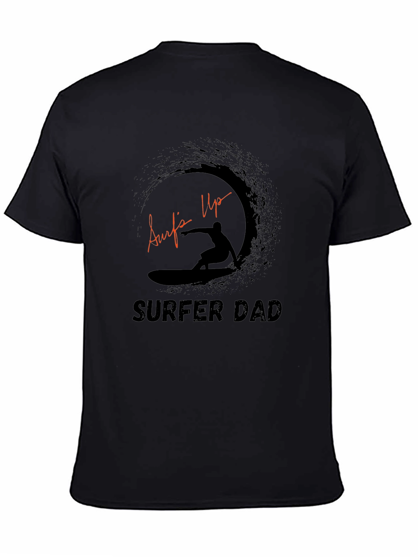 Black Surfer Dad Graphic Tee - Black Casual T-Shirt view 4