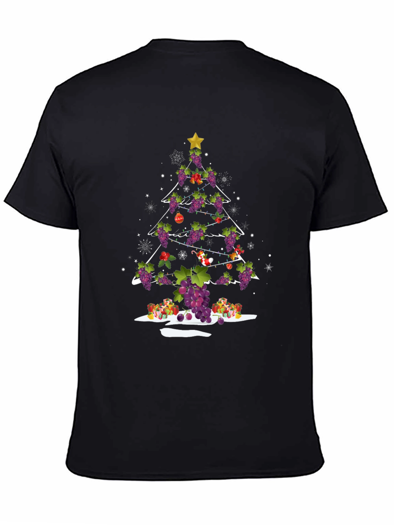 Black Grape Christmas Tree Holiday Graphic Tee view 4