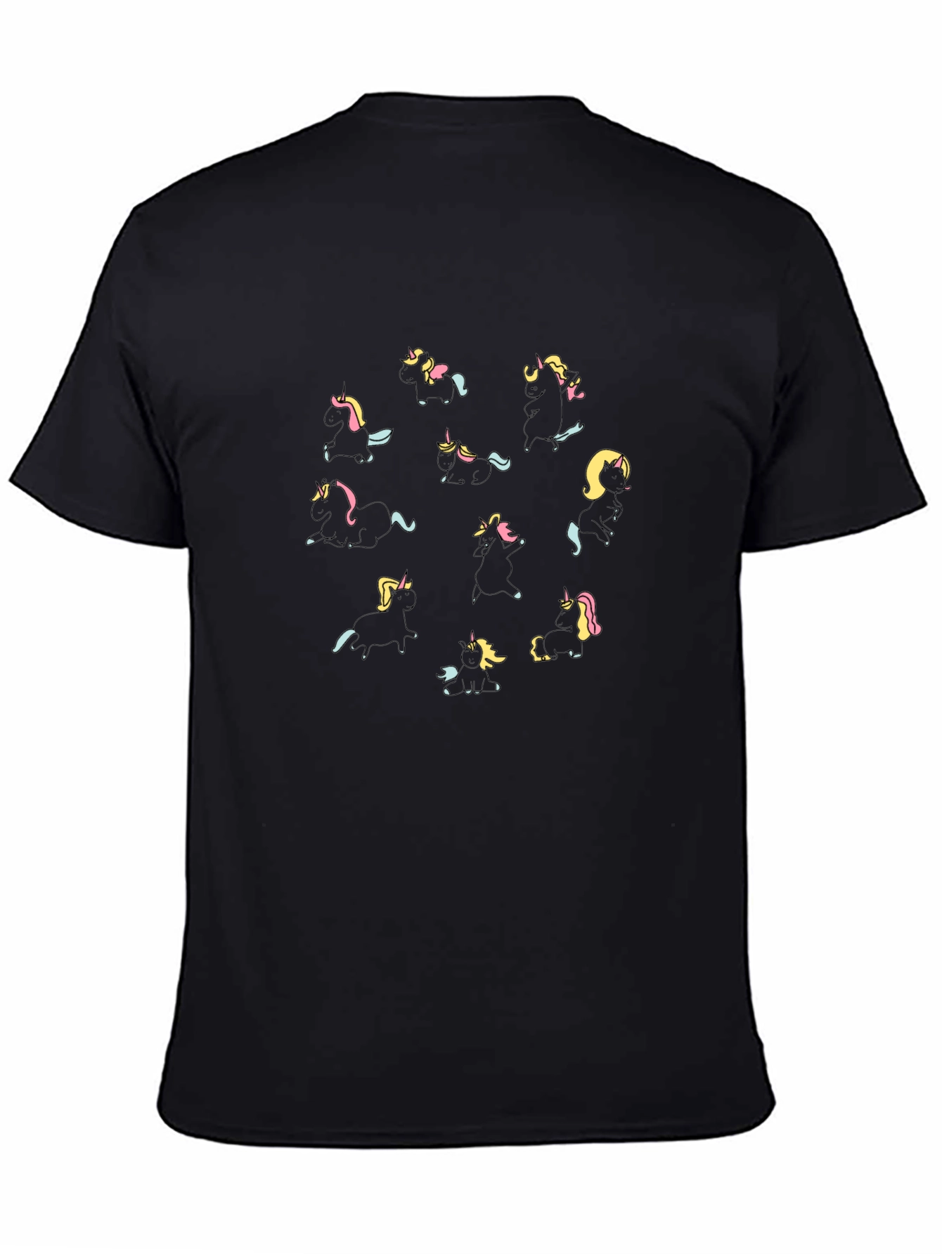 Black Unicorn Print Black T-Shirt view 4