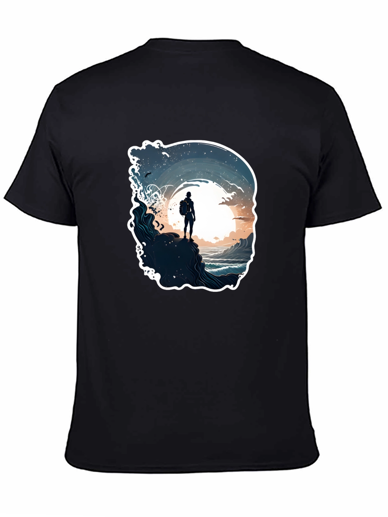 Black Ocean Adventure T-Shirt - Black, Artistic Print view 4