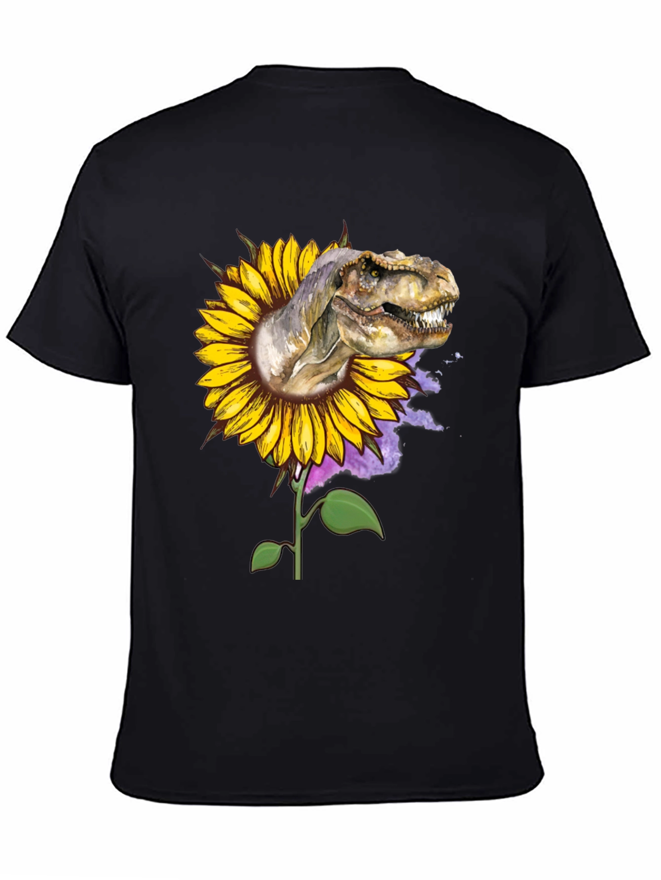 Black Dinosaur Sunflower Graphic Tee view 4
