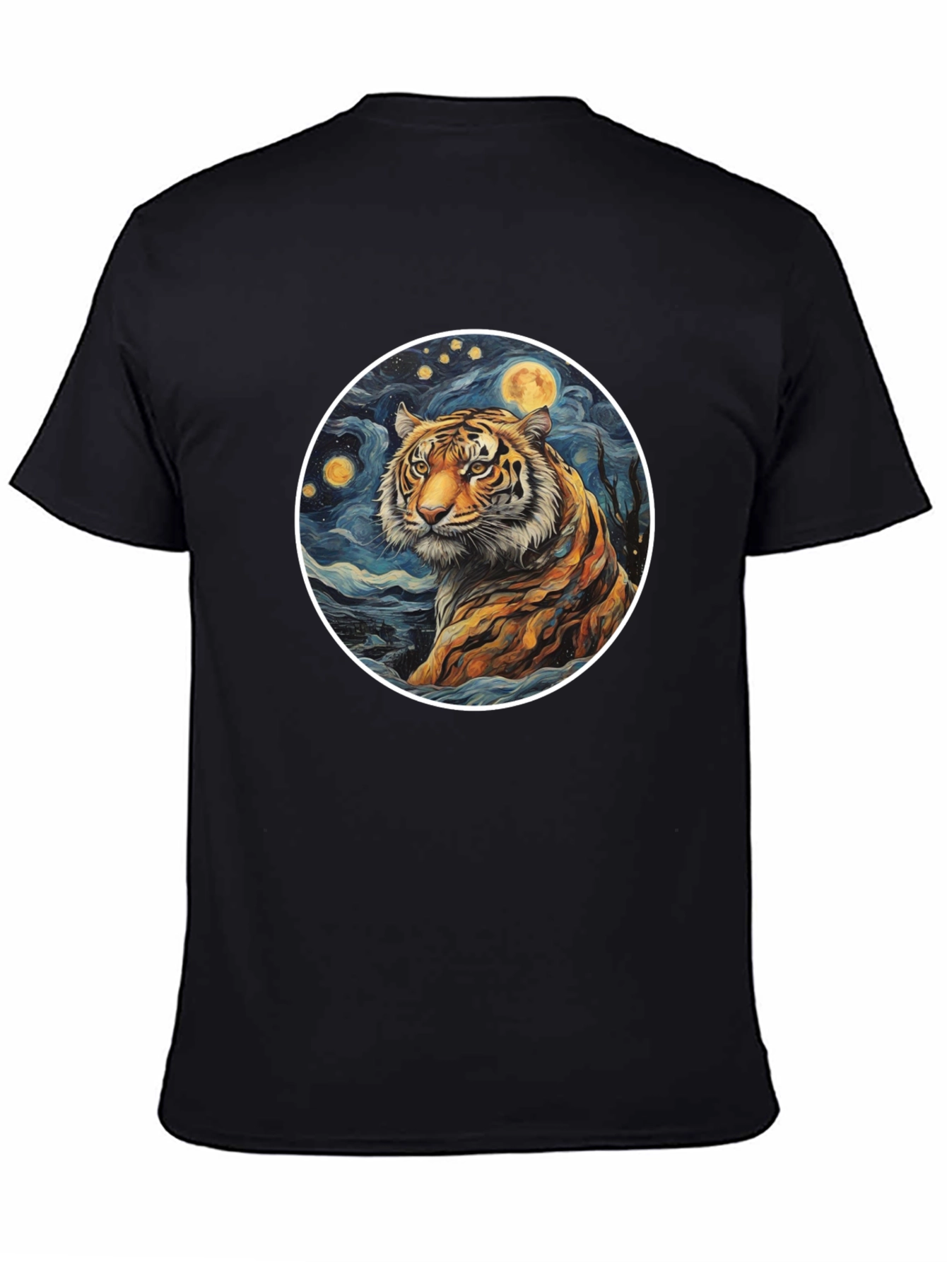 Black Tiger Moon Graphic Tee - Artistic Style view 4