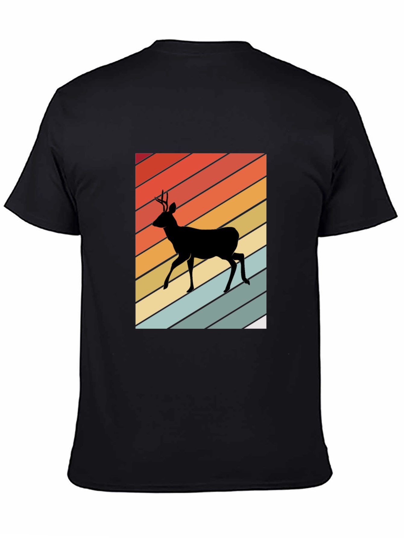 Black Retro Deer Silhouette T-Shirt view 4