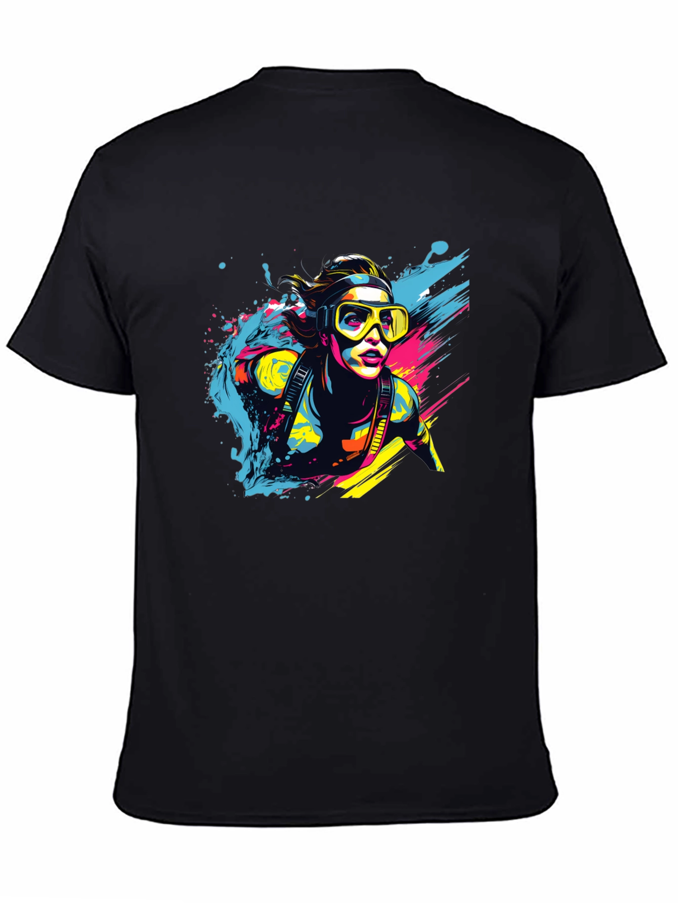 Black Diver Splash T-Shirt - Cool Graphic Tee view 4
