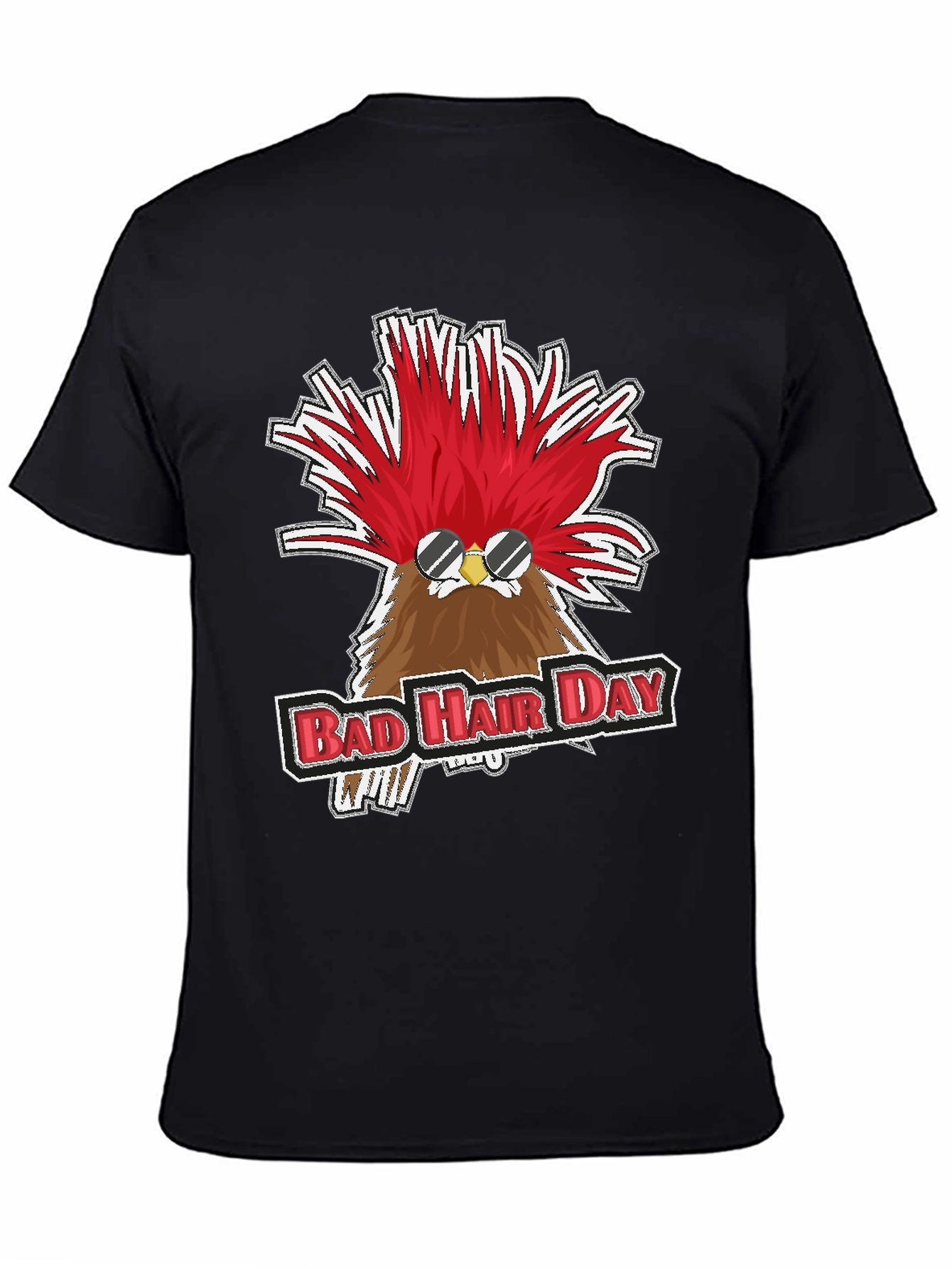Black Bad Hair Day Chicken Graphic Tee view 4