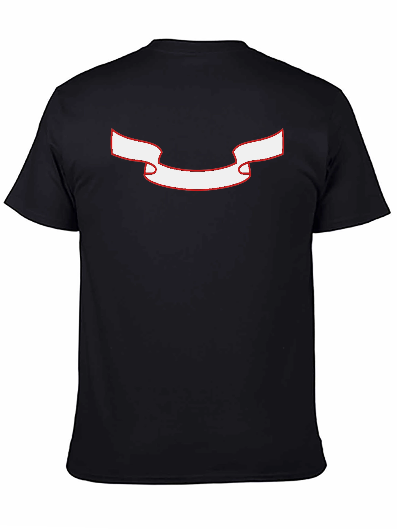 Black Men's Black Graphic Tee with White Banner Design view 4
